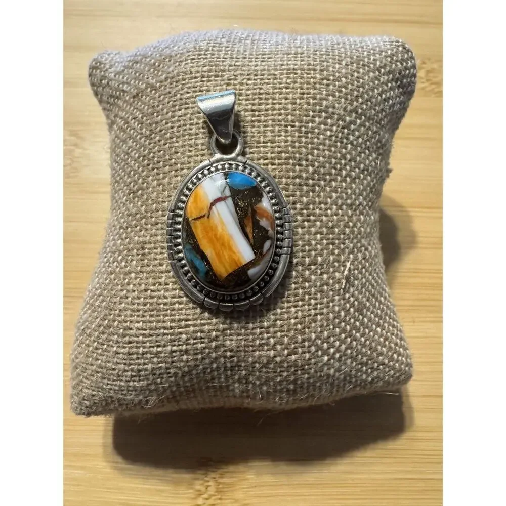 Spiny Oyster Turquoise 925 Pendant